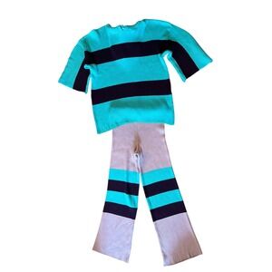 FP Beach Knit Lounge Set in Green & Navy Stripe (Size L)